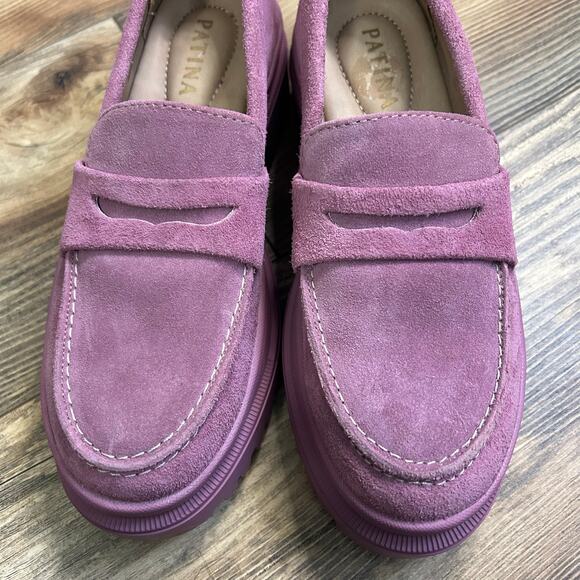 Portland Leather Patina Zoe Chunky Loafers Shoes Foxglove Pink 6 Suede y2k - Picture 3 of 10